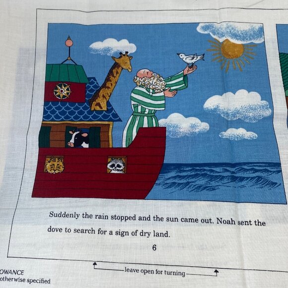 Vintage VIP Cranston Print Works Noah's Ark Story Book Quilt Panel Fabric - Picture 6 of 12